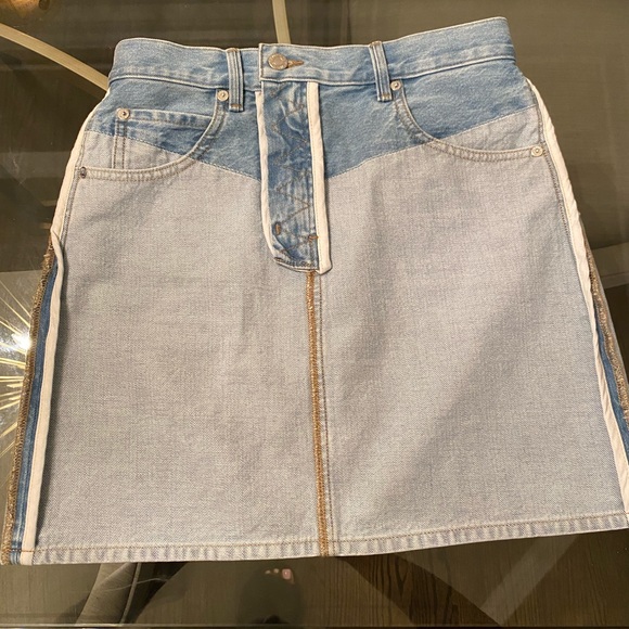 HELMUT LANG REVERSED DENIM MINI SKIRT 26 - Picture 4 of 14